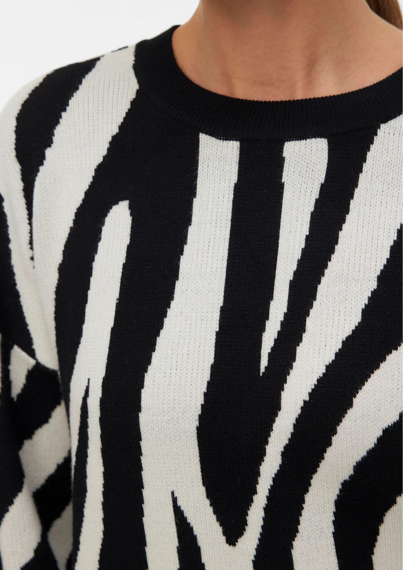 Vero Moda Maglione Donna Siljeanimal Nero Animalier 10330808 Birch W. BLACK VERO MODA 