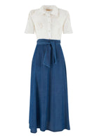 Yes Zee Abito Donna Bianco e Blu Denim A425 E600 0101 YES ZEE 