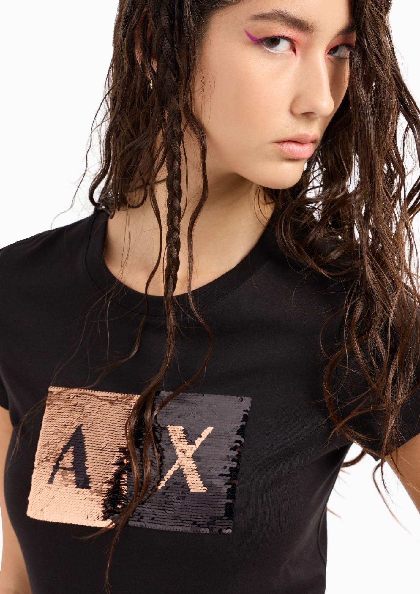 Armani Exchange T-Shirt Donna Nera 8NYTDL YJ73Z 6231 ARMANI EXCHANGE 