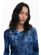 Desigual Maglione con bottoni brillante Donna Blu 25WWJF12 5016 DESIGUAL 