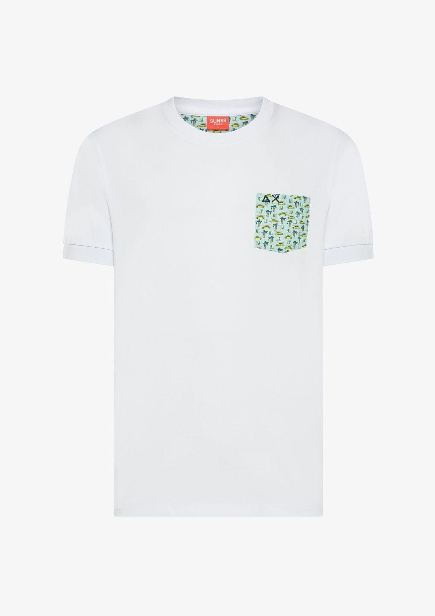Sun68 T-Shirt Uomo Bianca e Azzurra T36143 105 SUN68 
