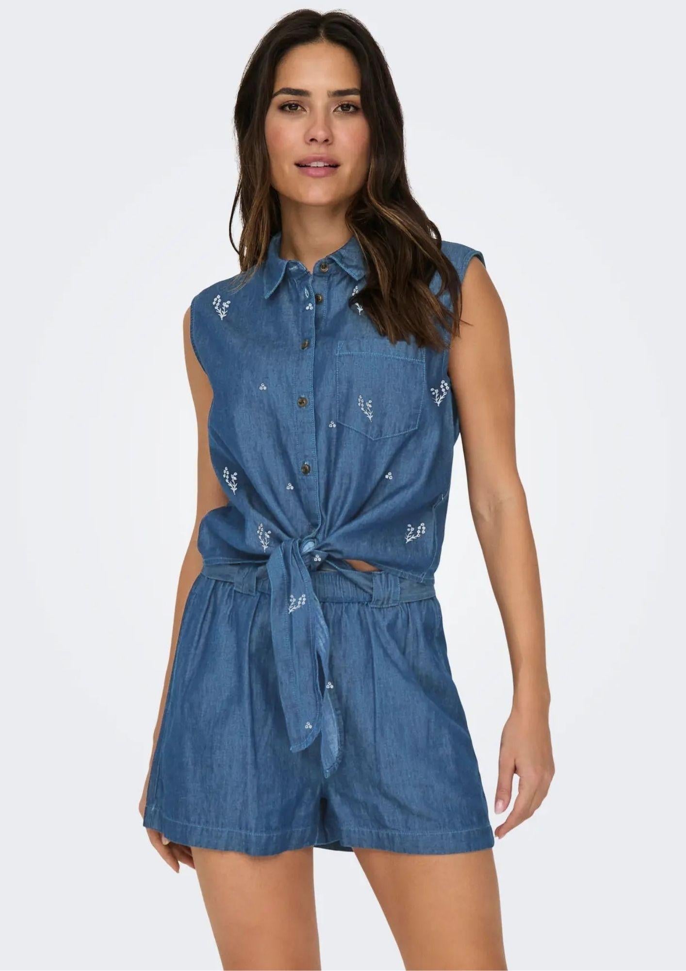 Jacqueline De Yong Camicia Donna Kai Blu Denim Chiaro 15321112 Light Blue Denim JACQUELINE DE YONG 