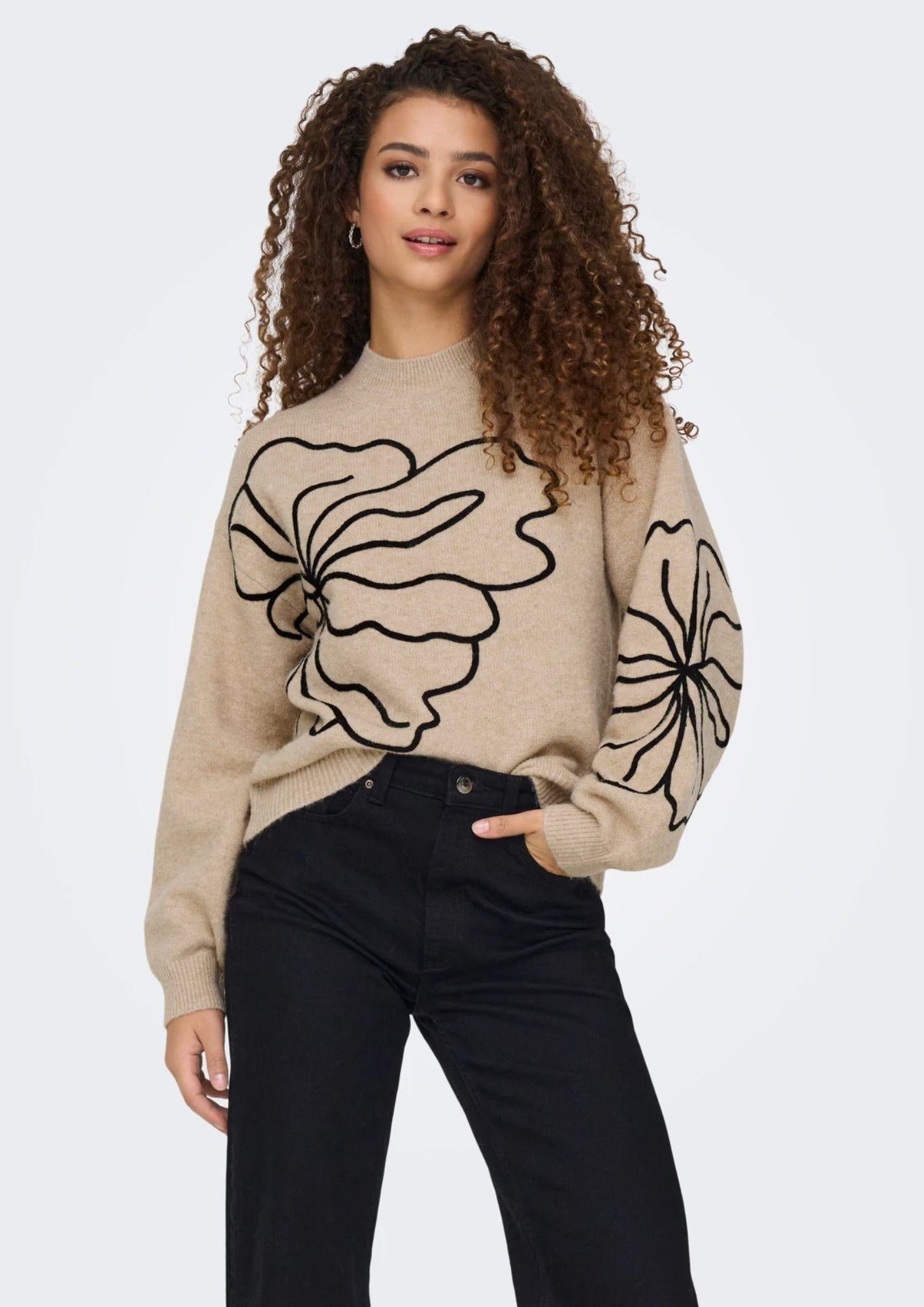 Jacqueline De Yong Pullover Donna Jella Beige 15344518 Cement MELANGE JACQUELINE DE YONG 