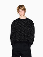 Armani Exchange Maglione girocollo con logo allover Uomo Nero XM001330 AF16916 FC196 ARMANI EXCHANGE 