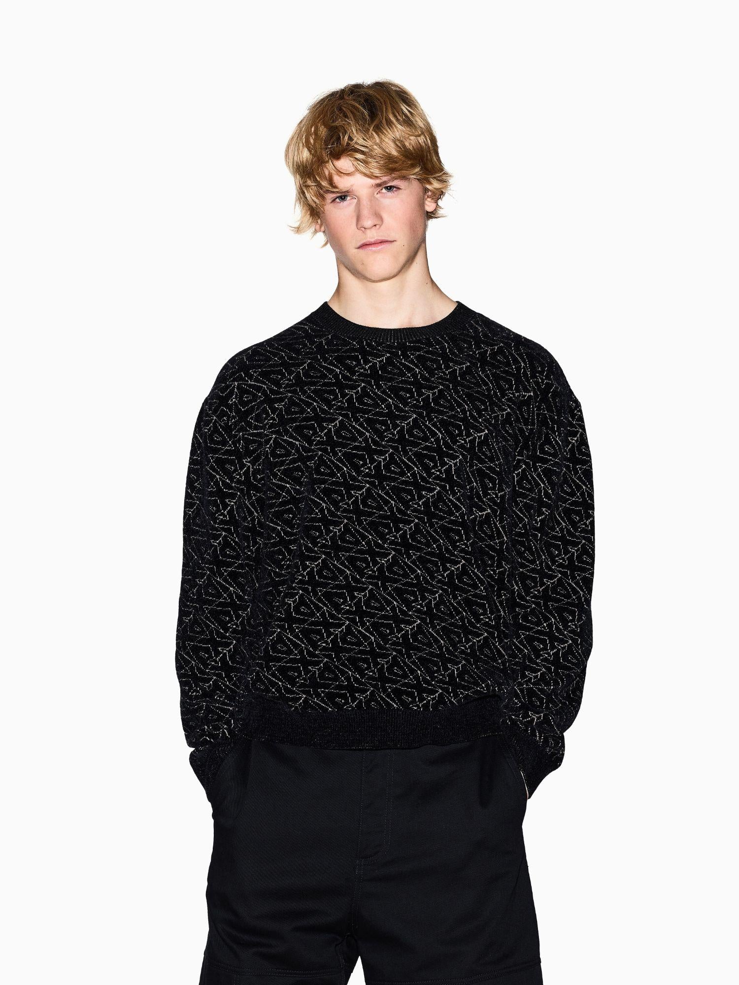 Armani Exchange Maglione girocollo con logo allover Uomo Nero XM001330 AF16916 FC196 ARMANI EXCHANGE 