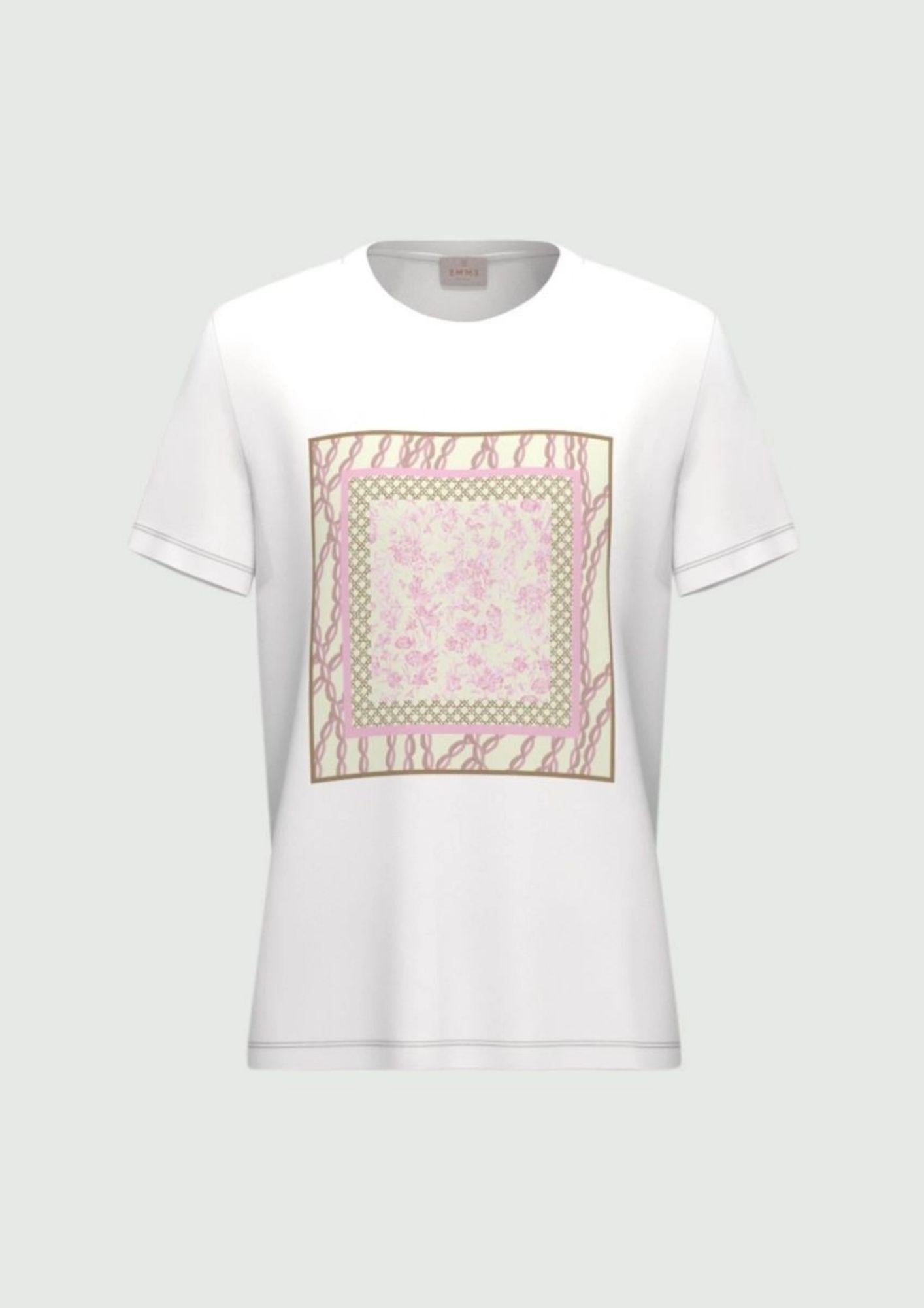 Emme Marella T-Shirt Donna Bianca Stampa Rosa Foulard 2615971051200 002 EMME MARELLA 