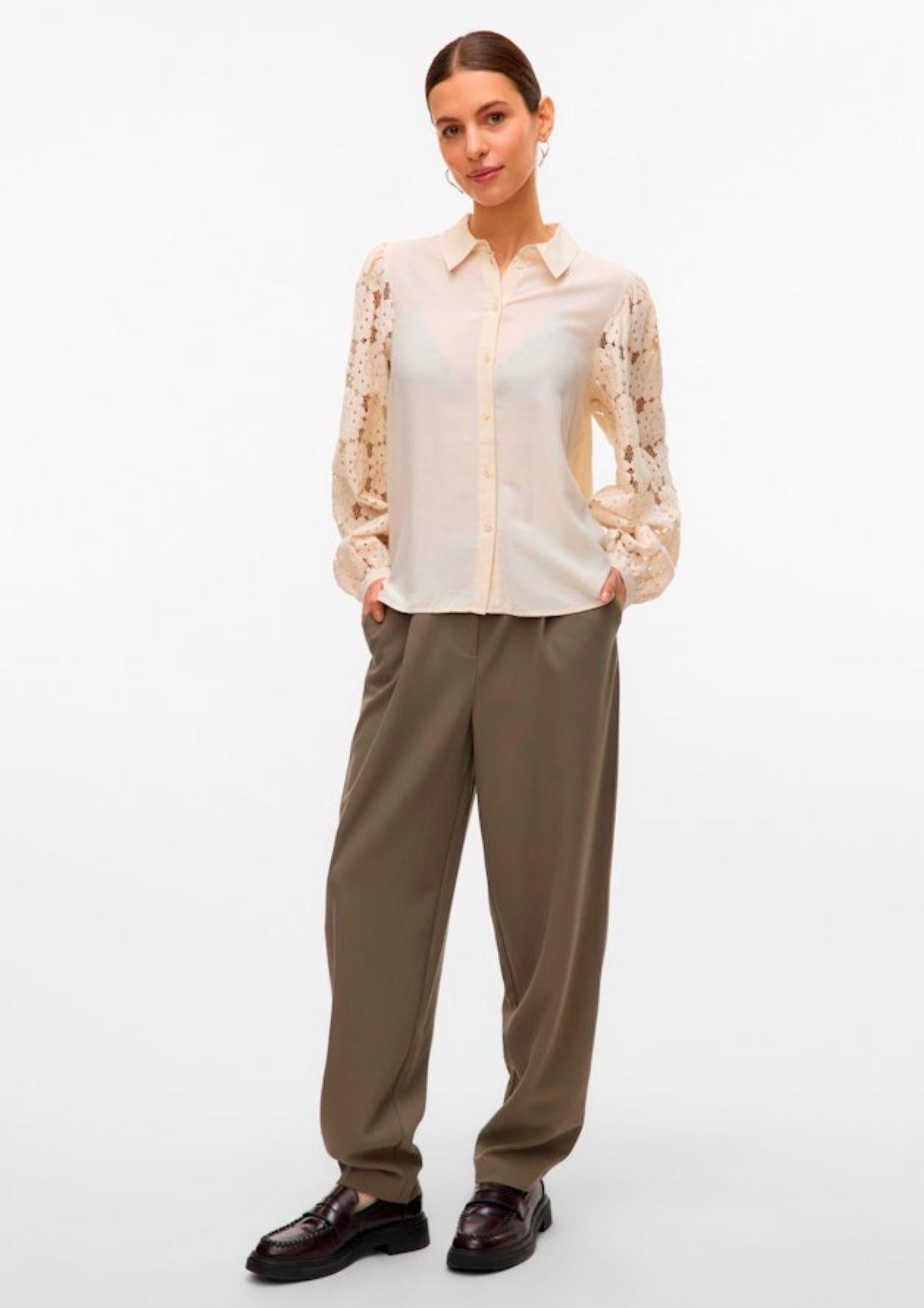 Vero Moda Camicia Donna Fabena Bianco Betulla 10332693 Birch TONE IN TONE LACE VERO MODA 