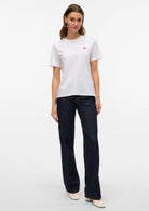 Vero Moda T-Shirt Donna Paulina Bianca Con Cuore Rosso 10316991 Bright White Red Heart VERO MODA 