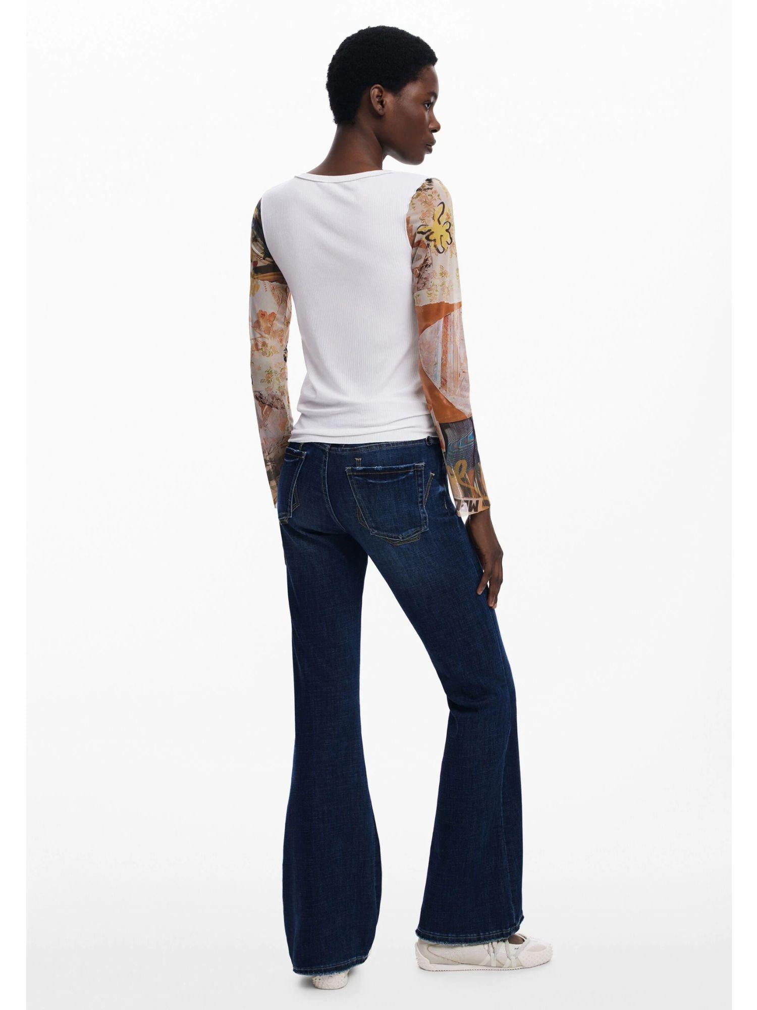 Desigual Maglietta con maniche in chiffon Donna Bianco 25WWTK31 1001 DESIGUAL 
