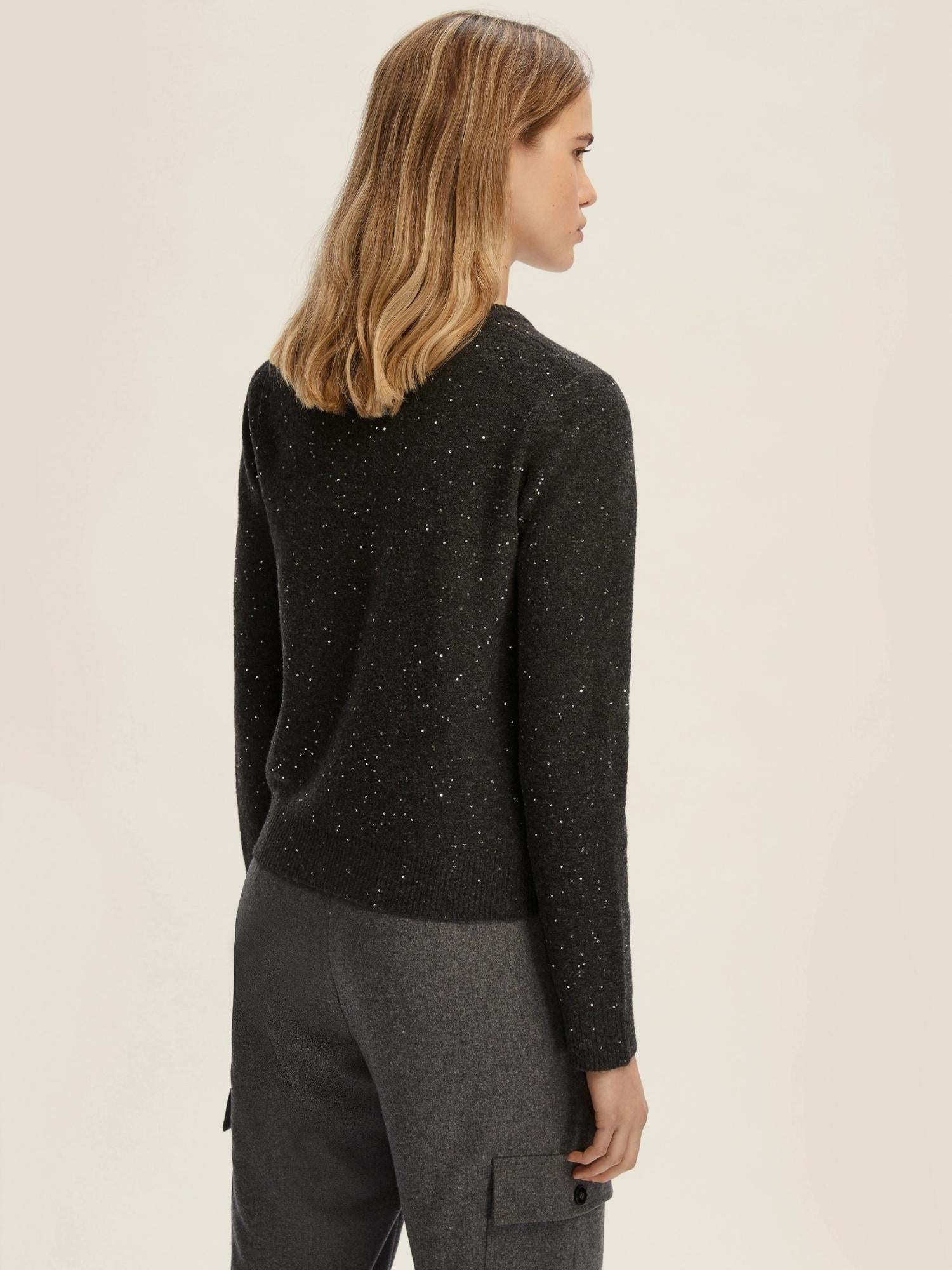 Emme Marella Maglia in filato comfy con paillette Ruth Donna Grigio Scuro 2525366352200 005 EMME MARELLA 