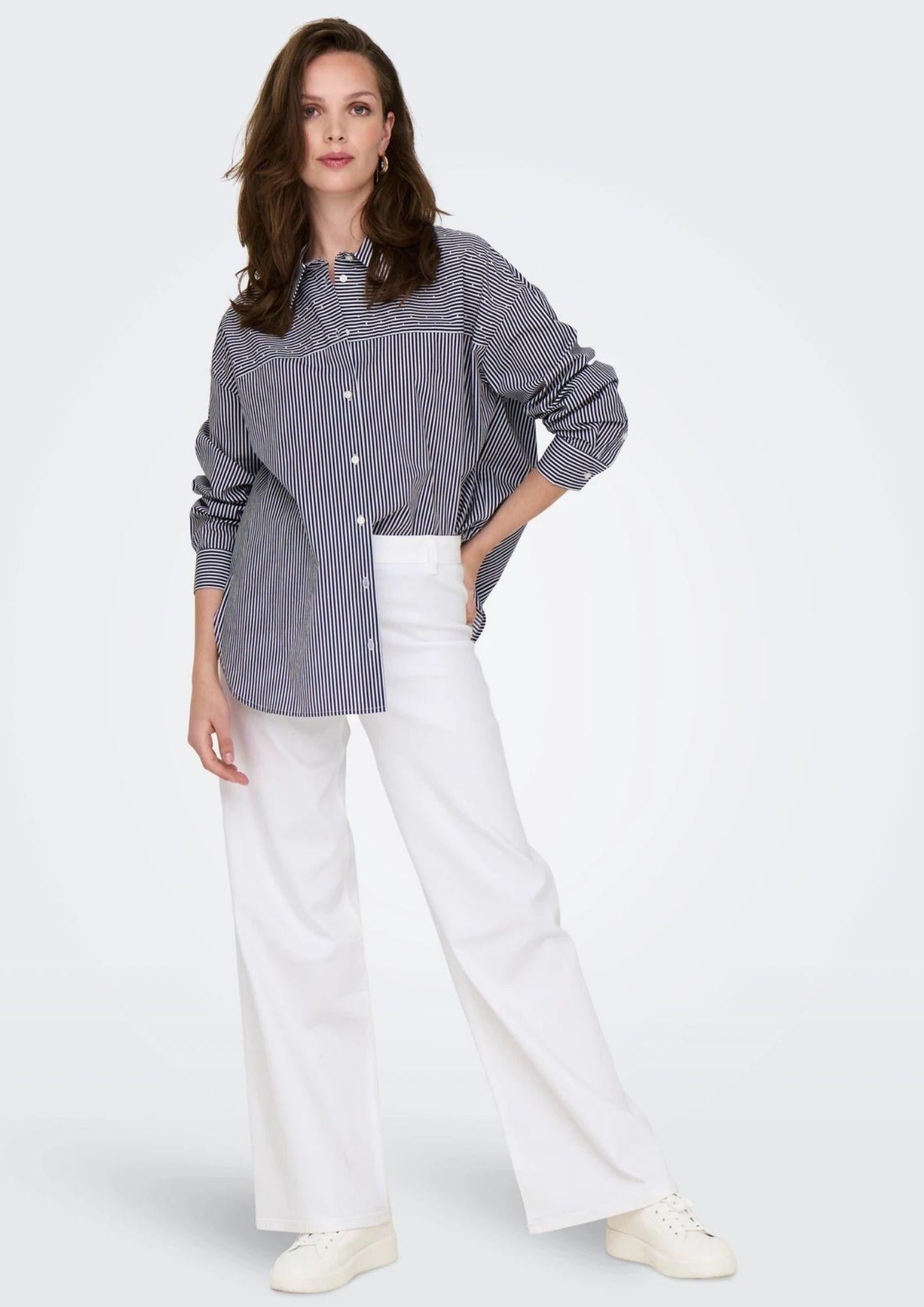 Jacqueline De Yong Pantalone Donna Iris Bianco 15341269 White JACQUELINE DE YONG 
