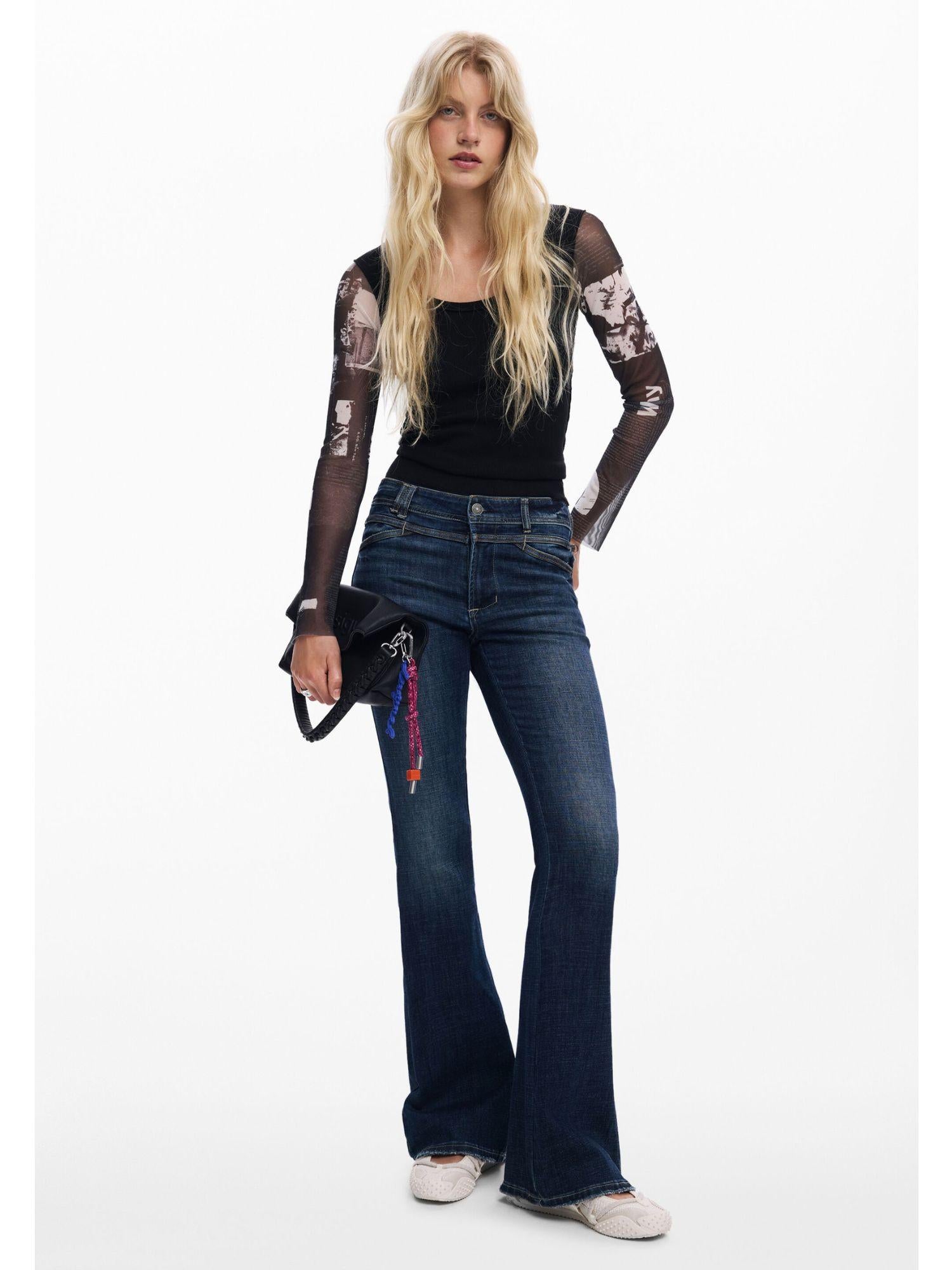 Desigual Maglietta con maniche in chiffon Donna Nero 25WWTK30 2000 DESIGUAL 