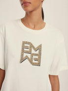 Emme Marella T-shirt Donna in jersey con cristalli Micaelabis Panna Oro 2525976021200 008 EMME MARELLA 