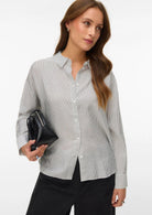 Vero Moda Camicia Donna Kaja Bianca Righe Nere 10340687 Snow White Amanda Black VERO MODA 