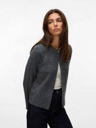 Vero Moda VMMARINA Cardigan in Maglia Donna Grey Dark Grey Melange 10331339 Dark Grey Melange VERO MODA 