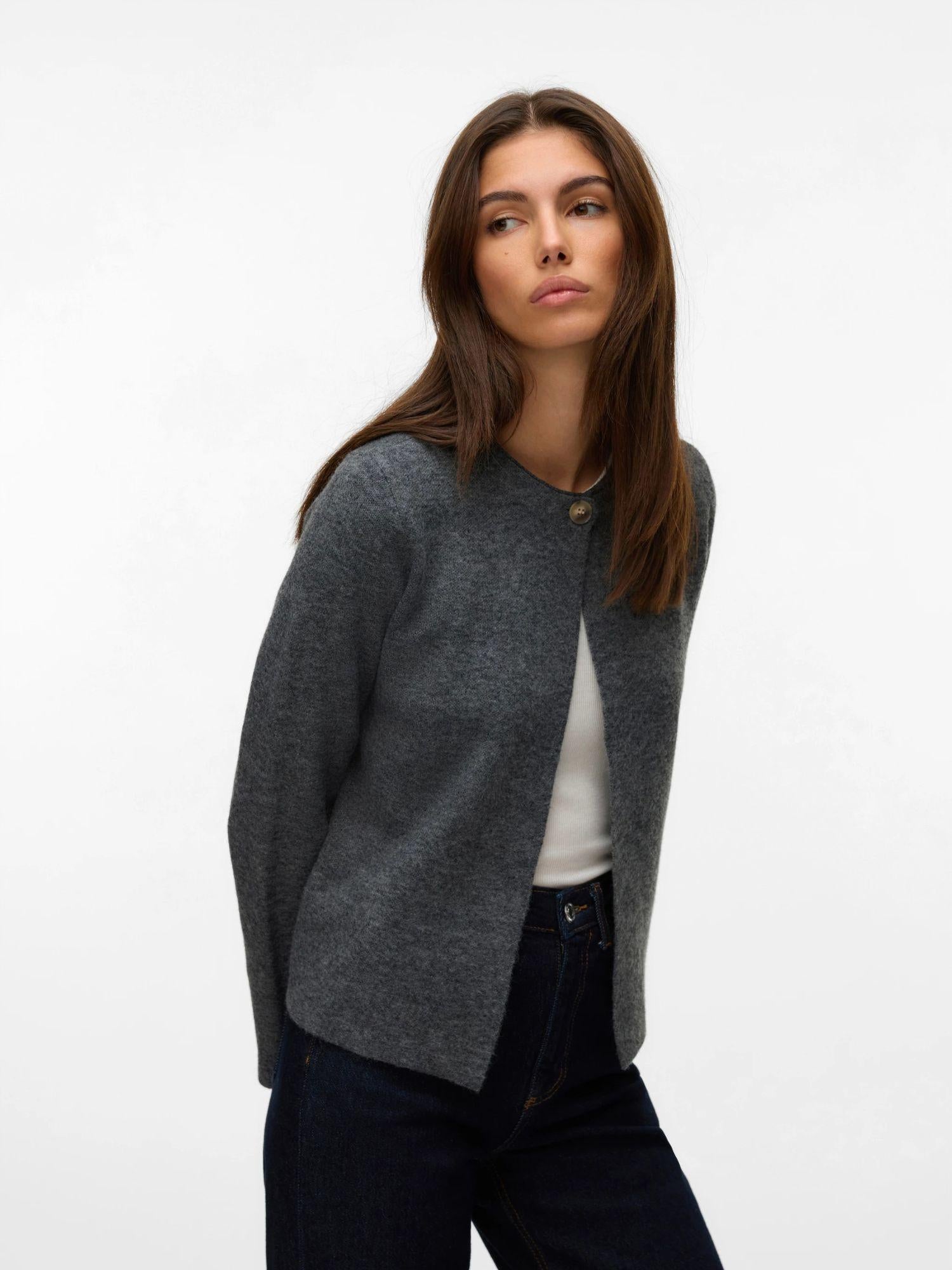 Vero Moda VMMARINA Cardigan in Maglia Donna Grey Dark Grey Melange 10331339 Dark Grey Melange VERO MODA 