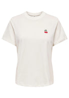 Jacqueline De Yong T-Shirt Donna Pisa Bianca con Ciliegia 15298612 Cloud Dancer CHERRY JACQUELINE DE YONG 