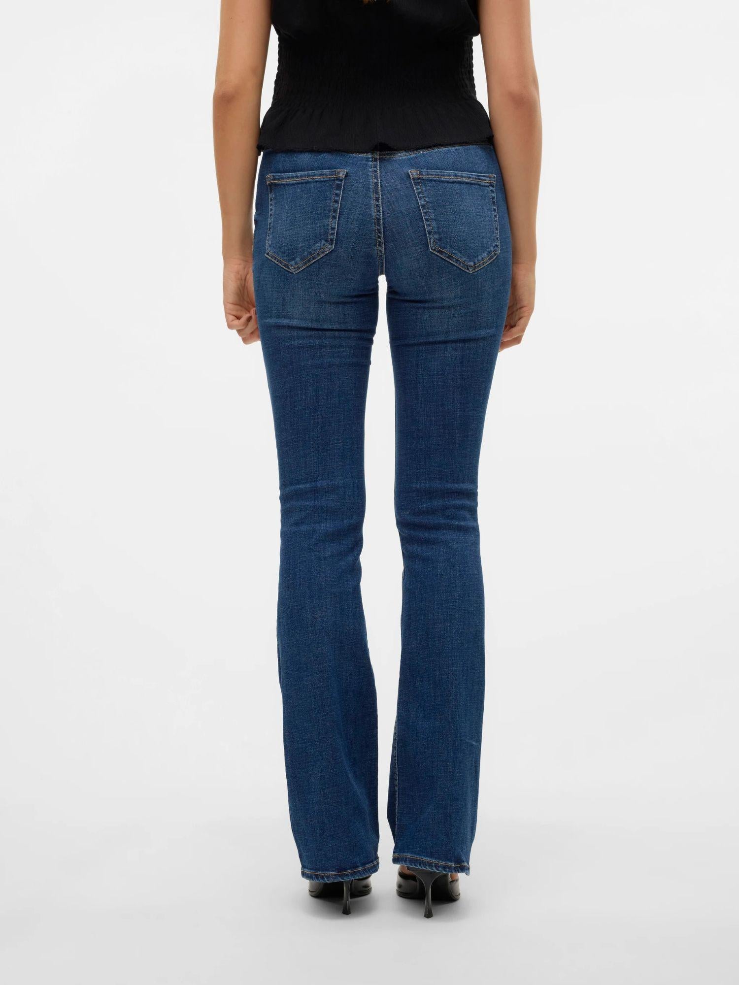 Vero Moda Jeans Donna Flash A Vita Media Flared Fit Dark Blue Denim 10310511 Dark Blue Denim VERO MODA 