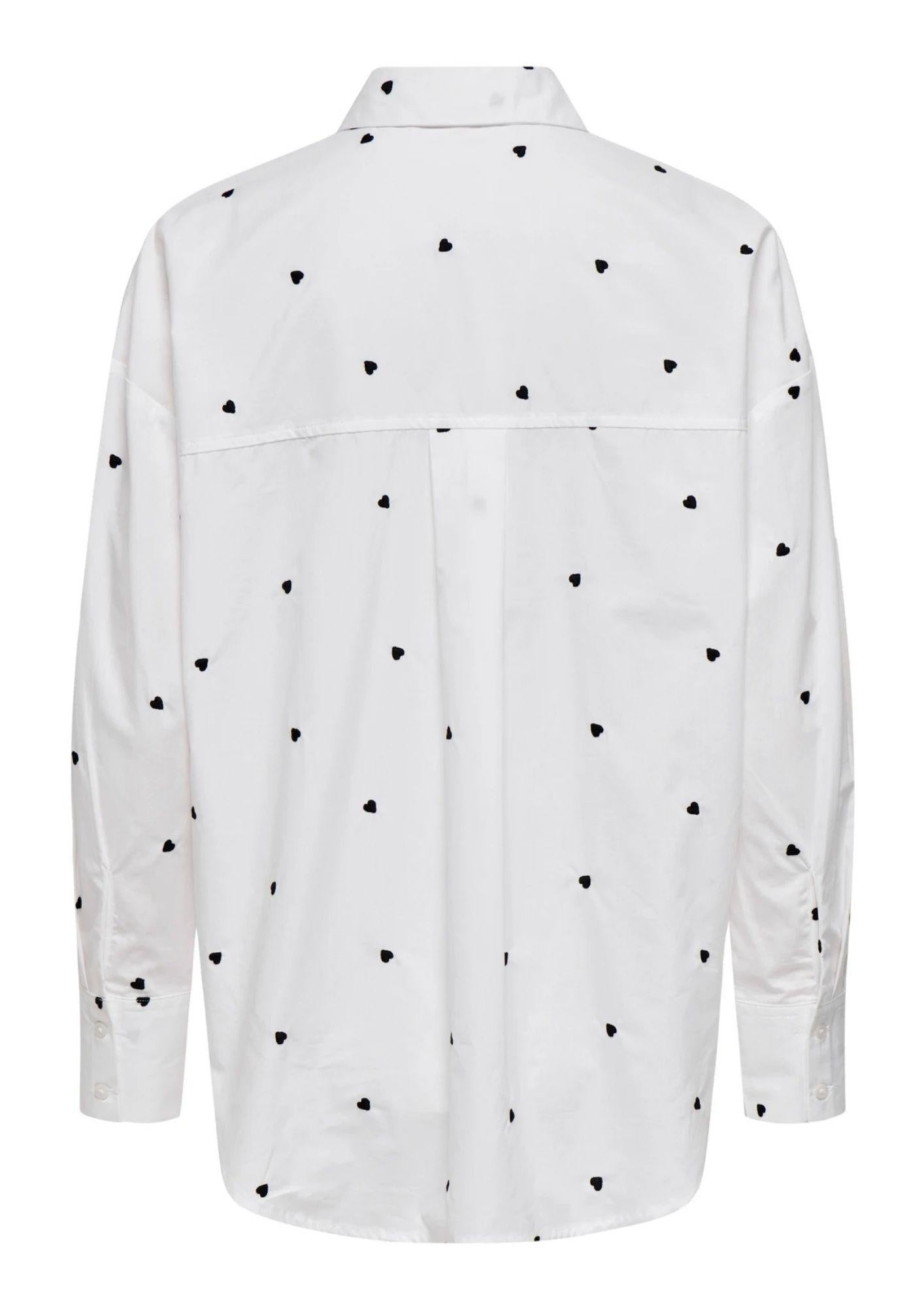 Jacqueline De Yong Camicia Donna Nelly Bianca Cuori Neri 15330490 White BLACK HEART JACQUELINE DE YONG 