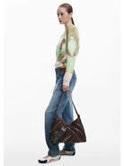 Desigual Borsa a spalla media con cuciture Donna Marrone 25WAXPAB 6075 DESIGUAL 