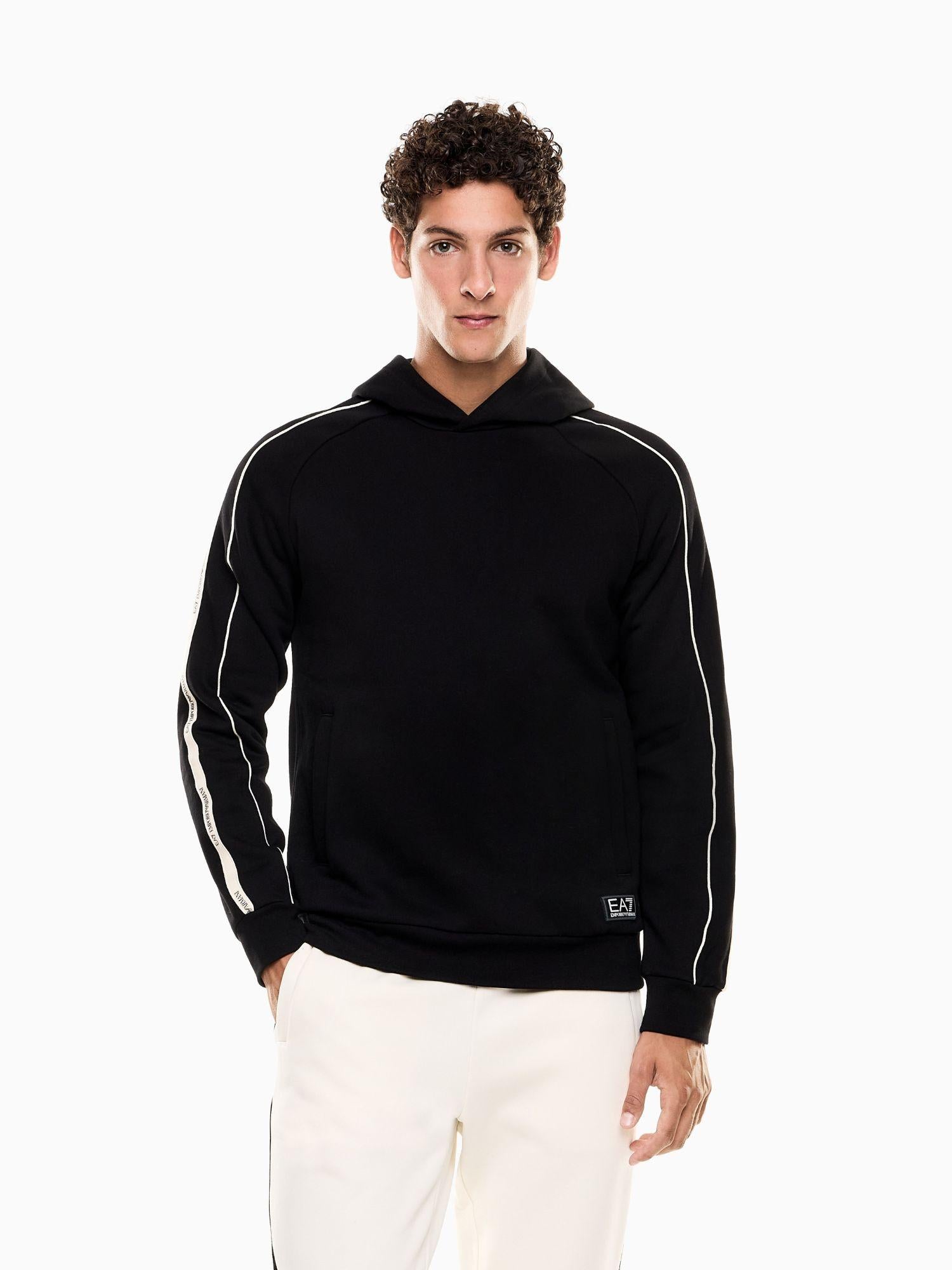 EA7 Emporio Armani Felpa con cappuccio Logo Series in misto cotone Uomo Nero 7M000972 AF10377 UC001 EA7 EMPORIO ARMANI 