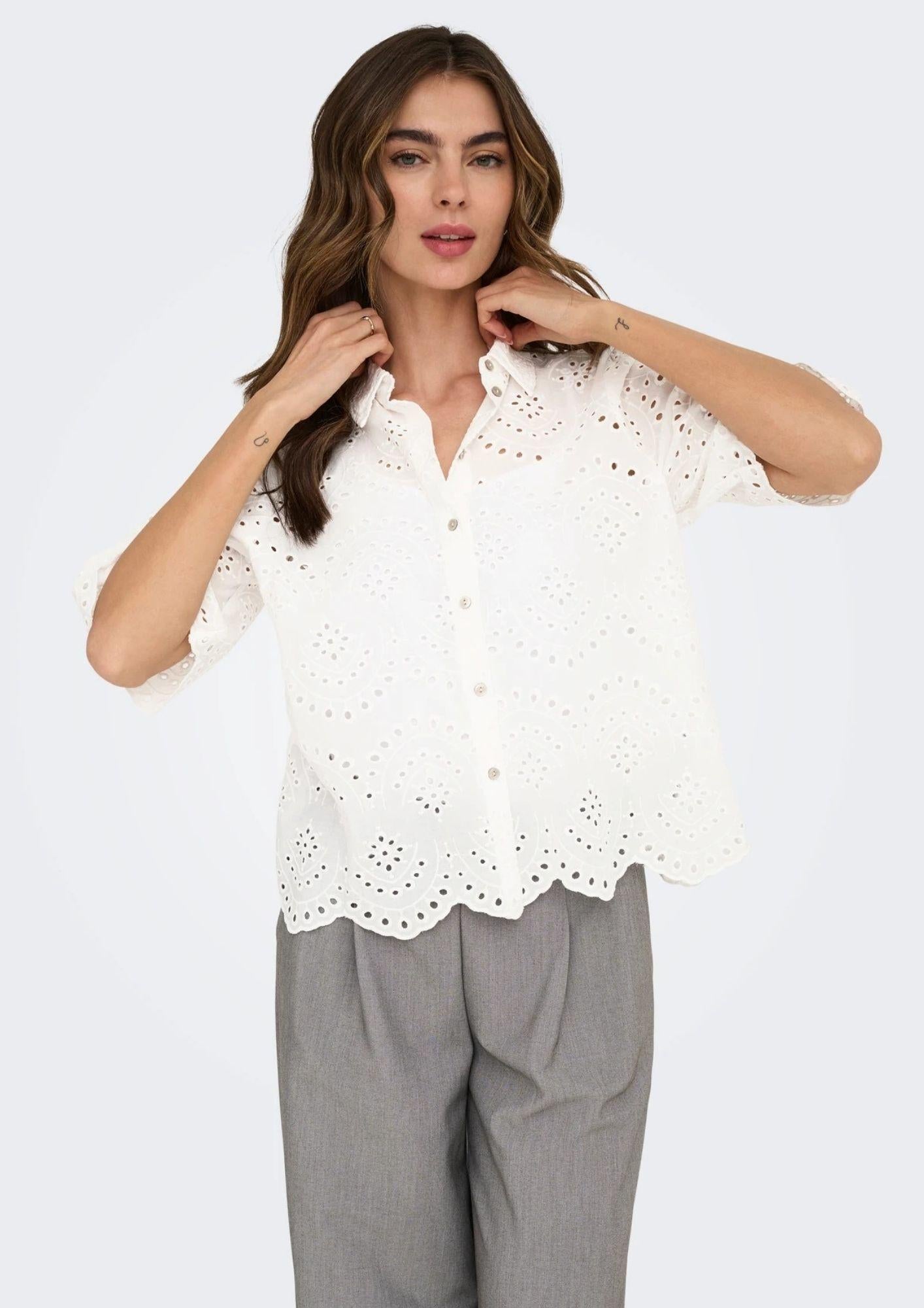 Only Camicia Donna Valais Bianco 15351106 Cloud Dancer ONLY 