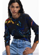 Desigual Maglione disegnato da Mr. Christian Lacroix Donna Nero 25WWJF05 2000 DESIGUAL 
