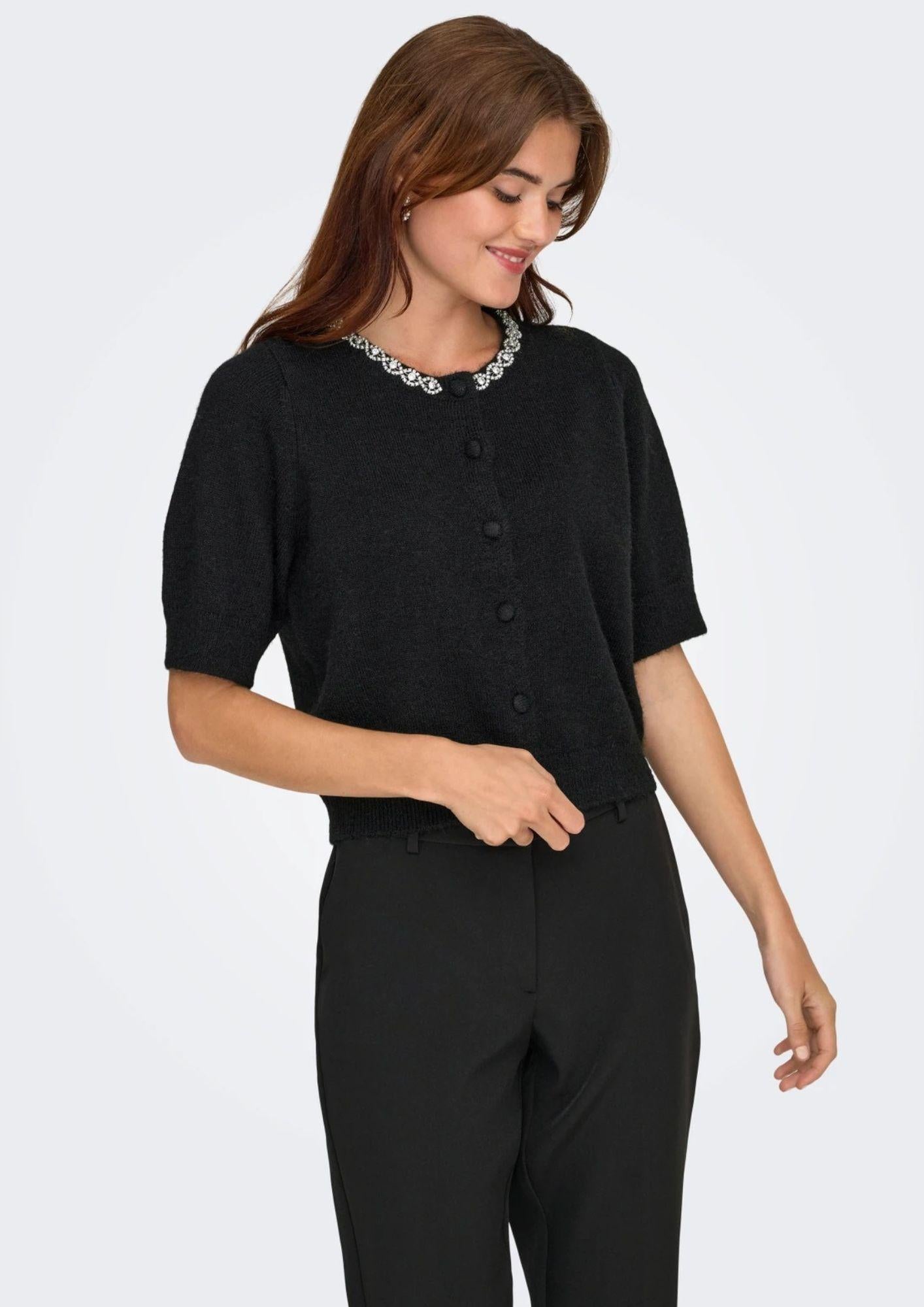 Jacqueline De Yong Cardigan Donna Alva Nero 15344982 Black JACQUELINE DE YONG 