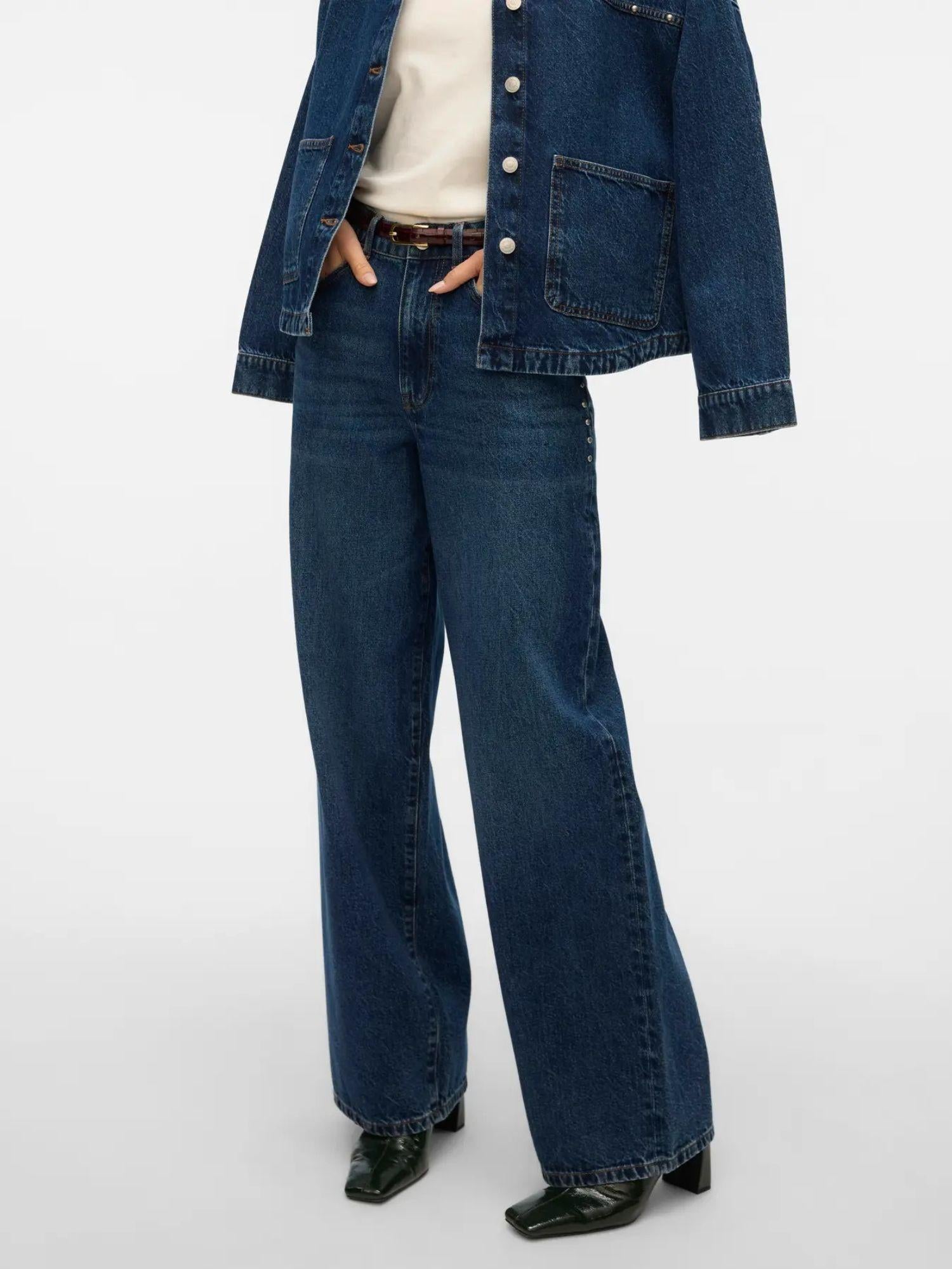 Vero Moda VMRAE Jeans Wide Fit Donna Dark Blue Denim 10336550 Dark Blue Denim VERO MODA 