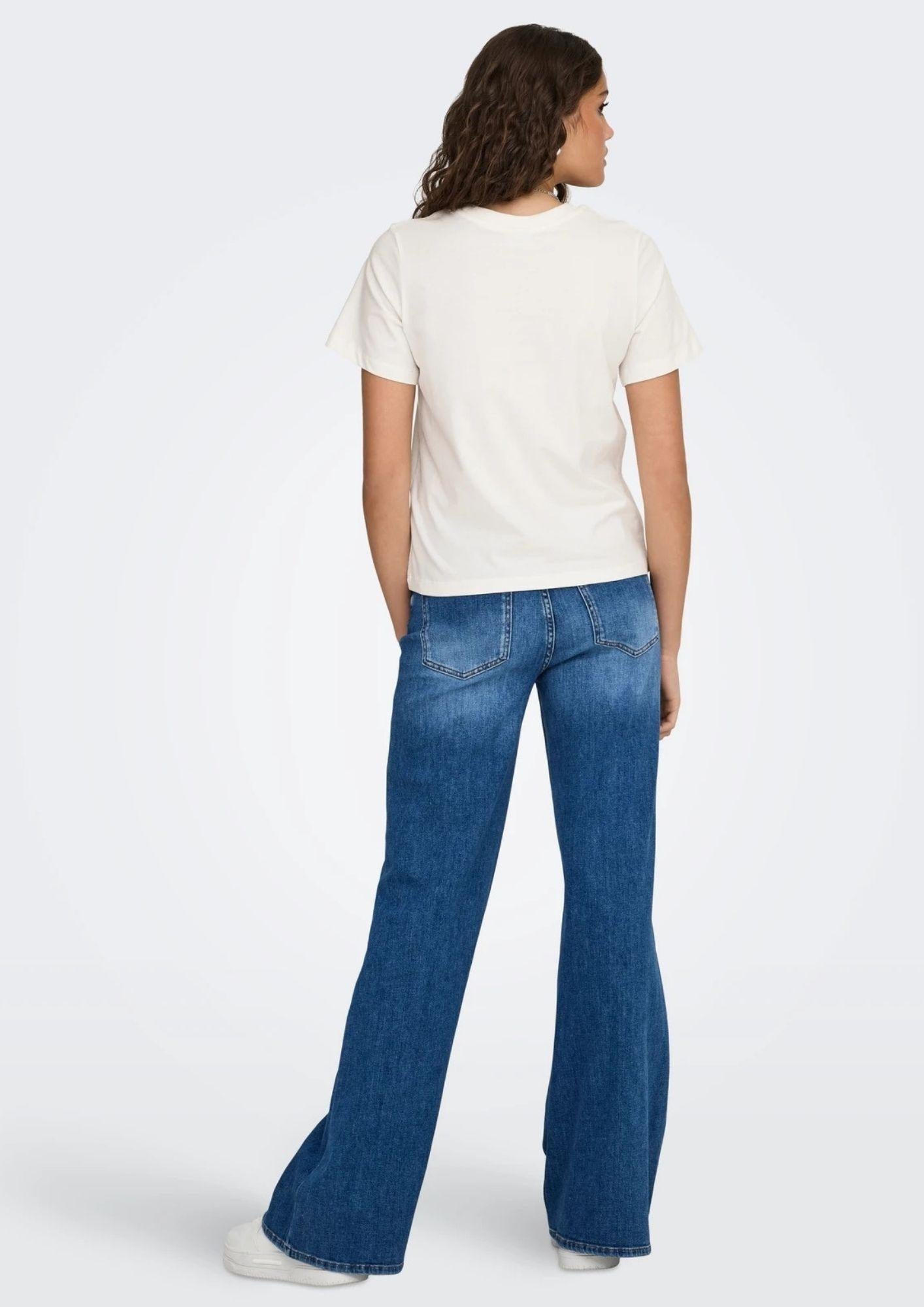 Jacqueline De Yong T-Shirt Donna Pisa Bianca con Limone 15298612 Cloud Dancer LEMON JACQUELINE DE YONG 