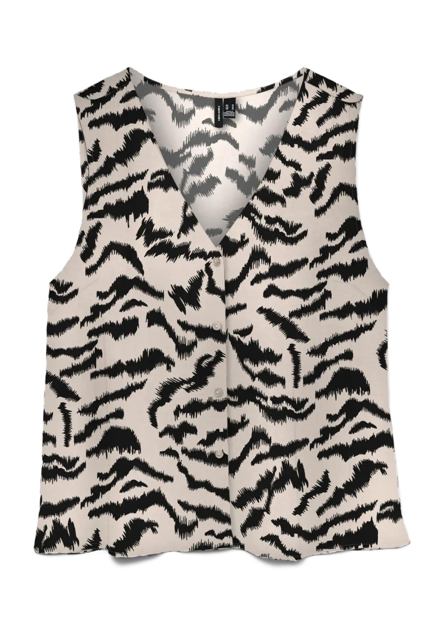 Vero Moda Top Donna Menny Grigio Argento Stampa Calli 10341539 Silver Lining Calli VERO MODA 