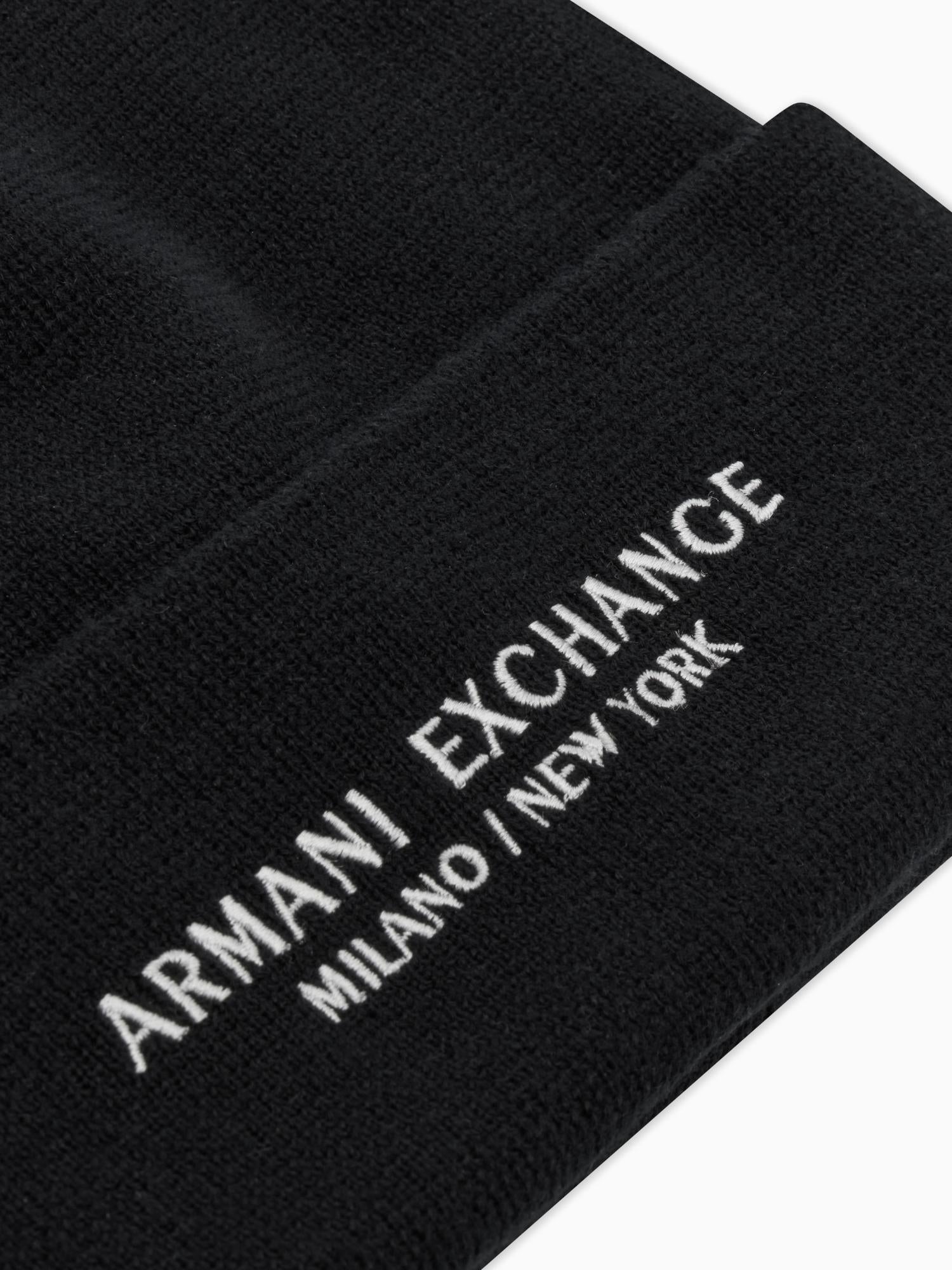 Armani Exchange Cappello Uomo Beanie Milano New York Nero XM001637 AF16950 UC001 ARMANI EXCHANGE 