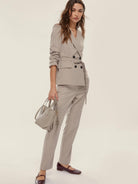 Emme Marella Pantalone slim fit in flanella Donna Calcio Sabbia 2525136281200 002 EMME MARELLA 