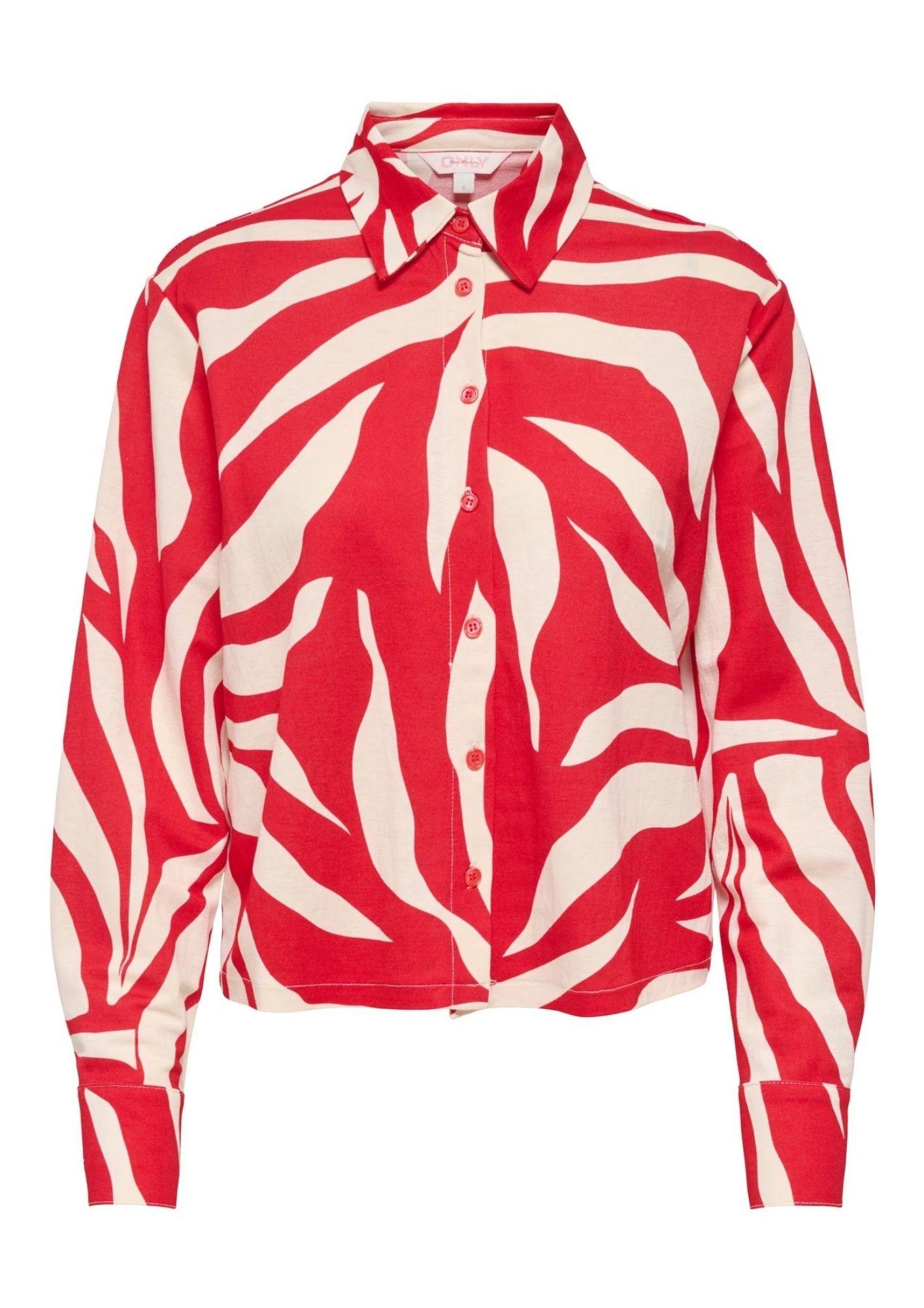 Only Camicia Donna Sakura Bianco e Rosso 15366883 Barbados Cherry ONLY 