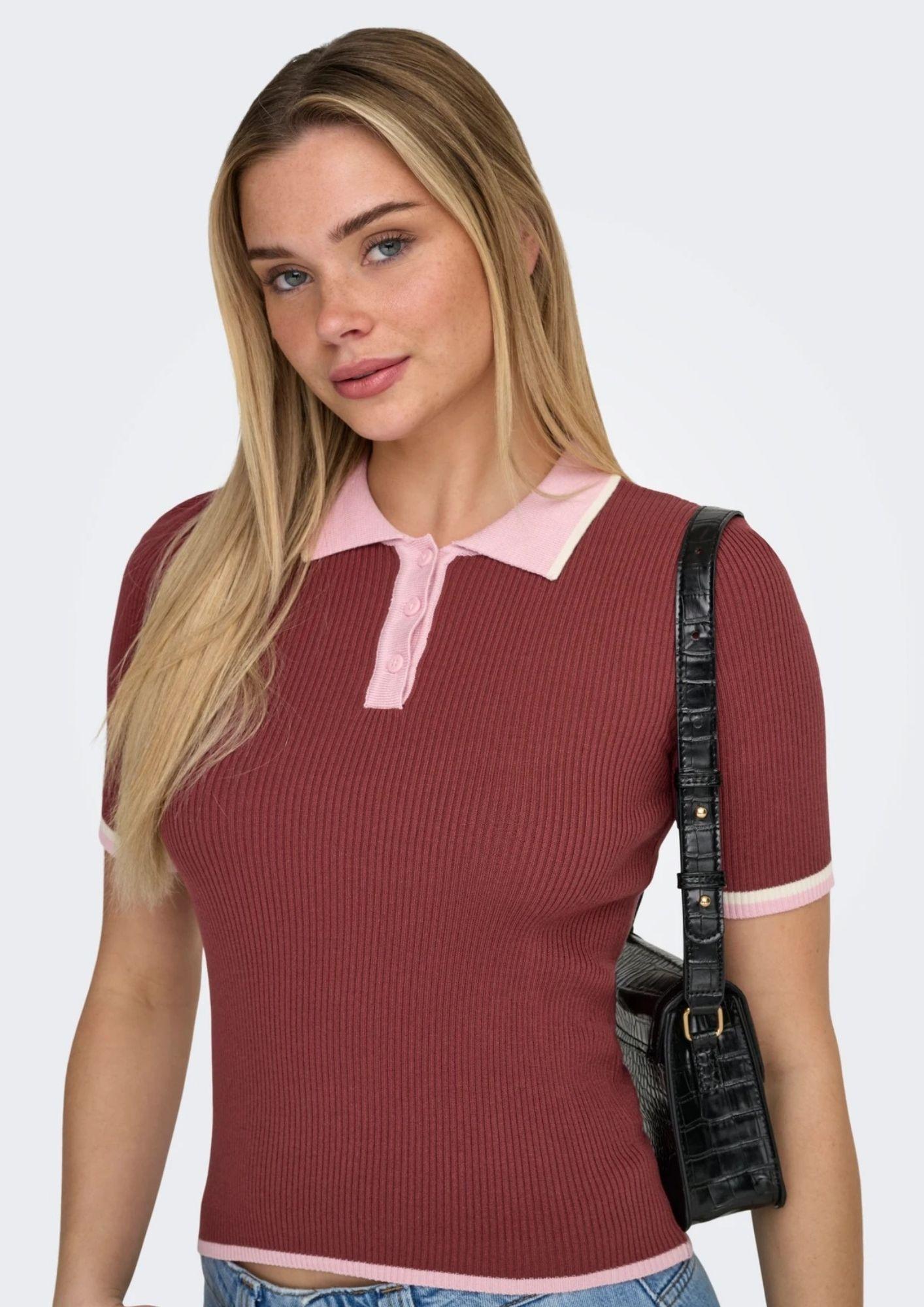 Only Polo Donna Meddi Rosso Mela 15363165 Spiced Apple Romance Rose ONLY 