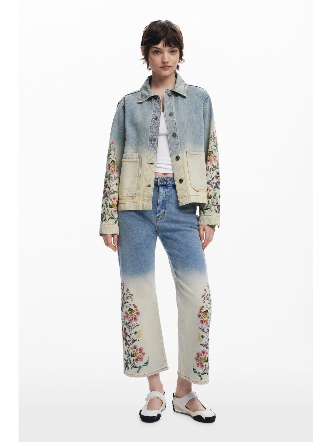 Desigual Giacca di jeans con fiori Donna Blu Chiaro 25SWED06 5007 DESIGUAL 