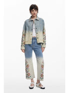 Desigual Giacca di jeans con fiori Donna Blu Chiaro 25SWED06 5007 DESIGUAL 