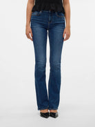 Vero Moda VMFLASH Vita media Flared Fit Jeans Donna Dark Blue Denim 10310511 Dark Blue Denim VERO MODA 