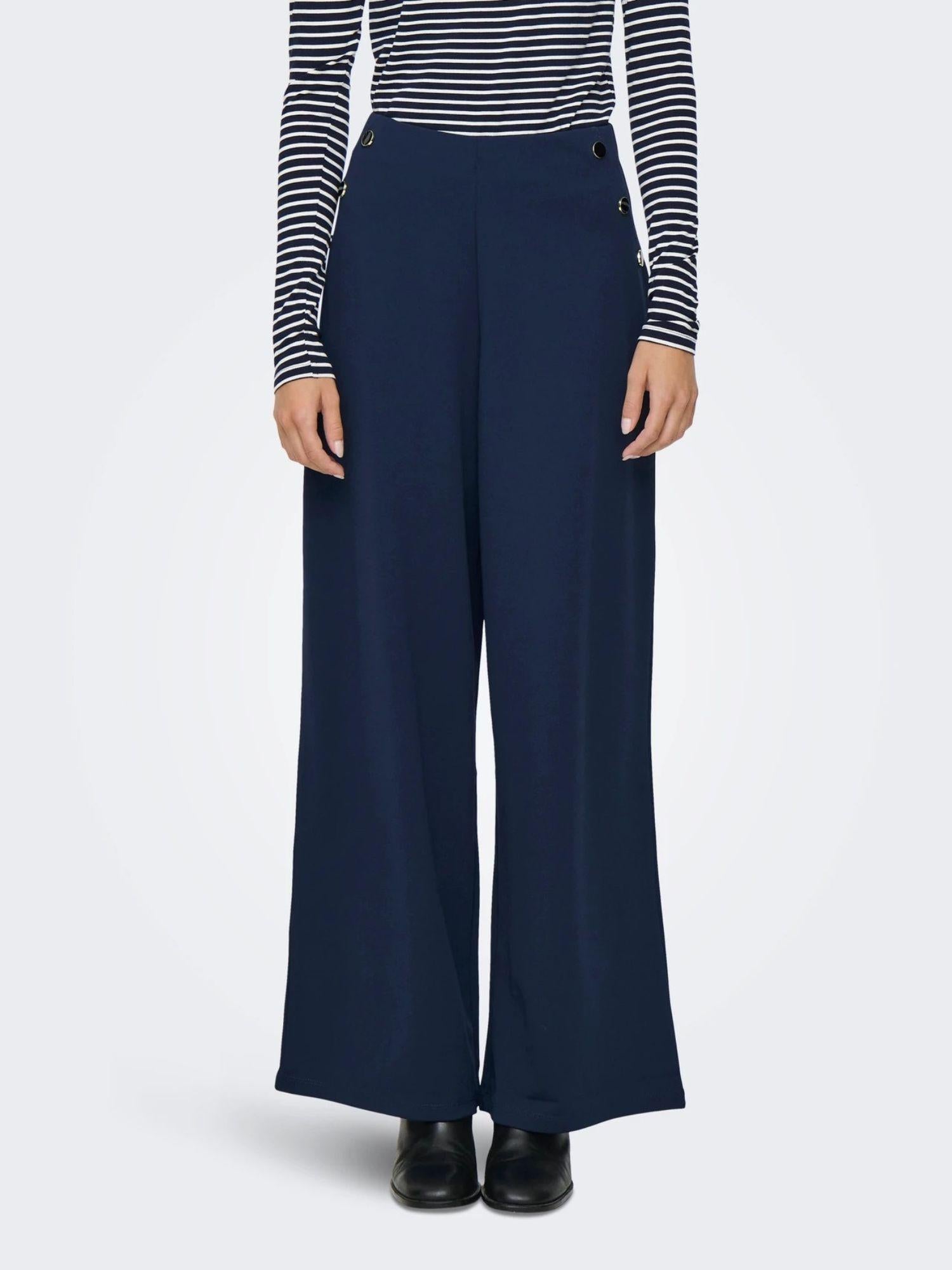 Jacqueline De Yong Pantaloni Donna Blu Jdygeggo 15343979 Black Iris JACQUELINE DE YONG 