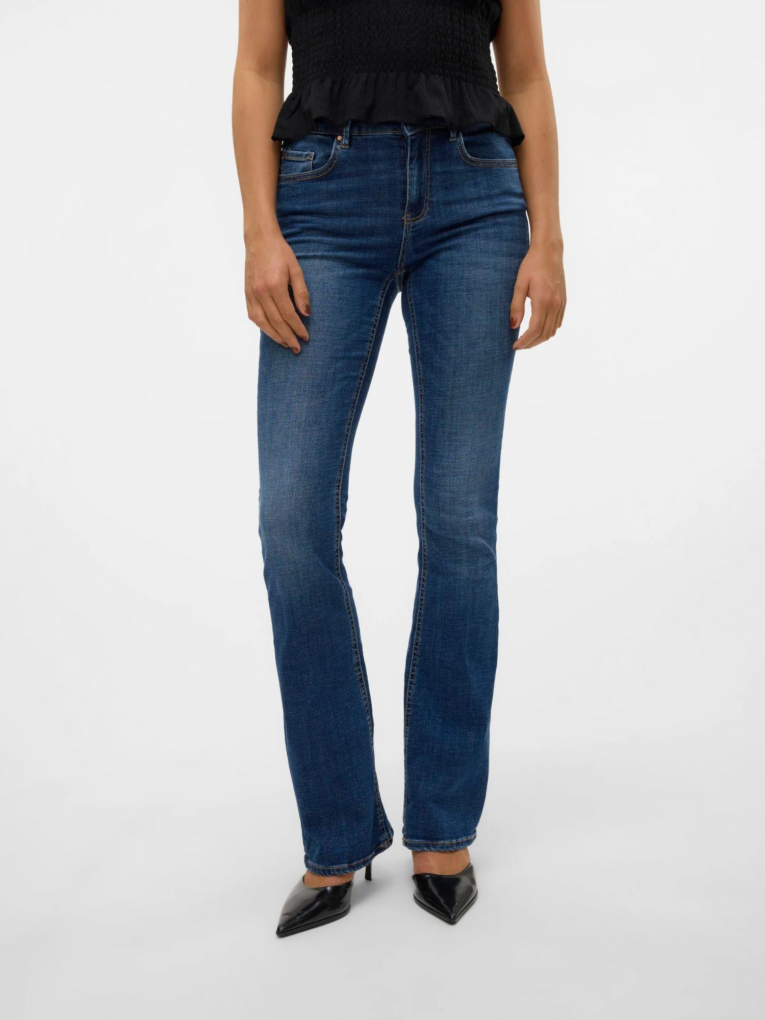 Vero Moda Jeans Donna Flash A Vita Media Flared Fit Dark Blue Denim 10310511 Dark Blue Denim VERO MODA 