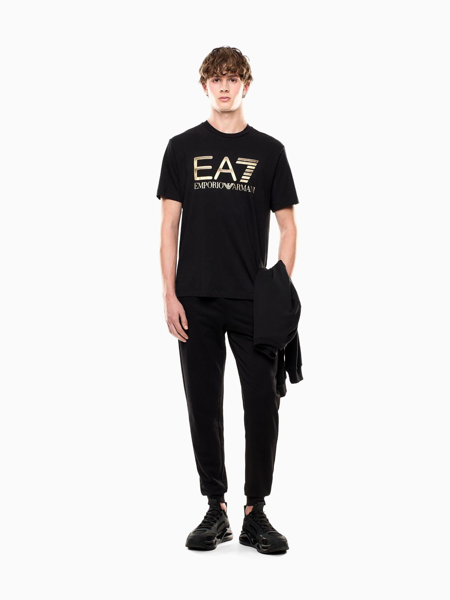 EA7 Emporio Armani T-shirt Uomo Logo Series In Cotone Con Maxi Logo Nero 7M001189 AF17789 UC001 EA7 EMPORIO ARMANI 
