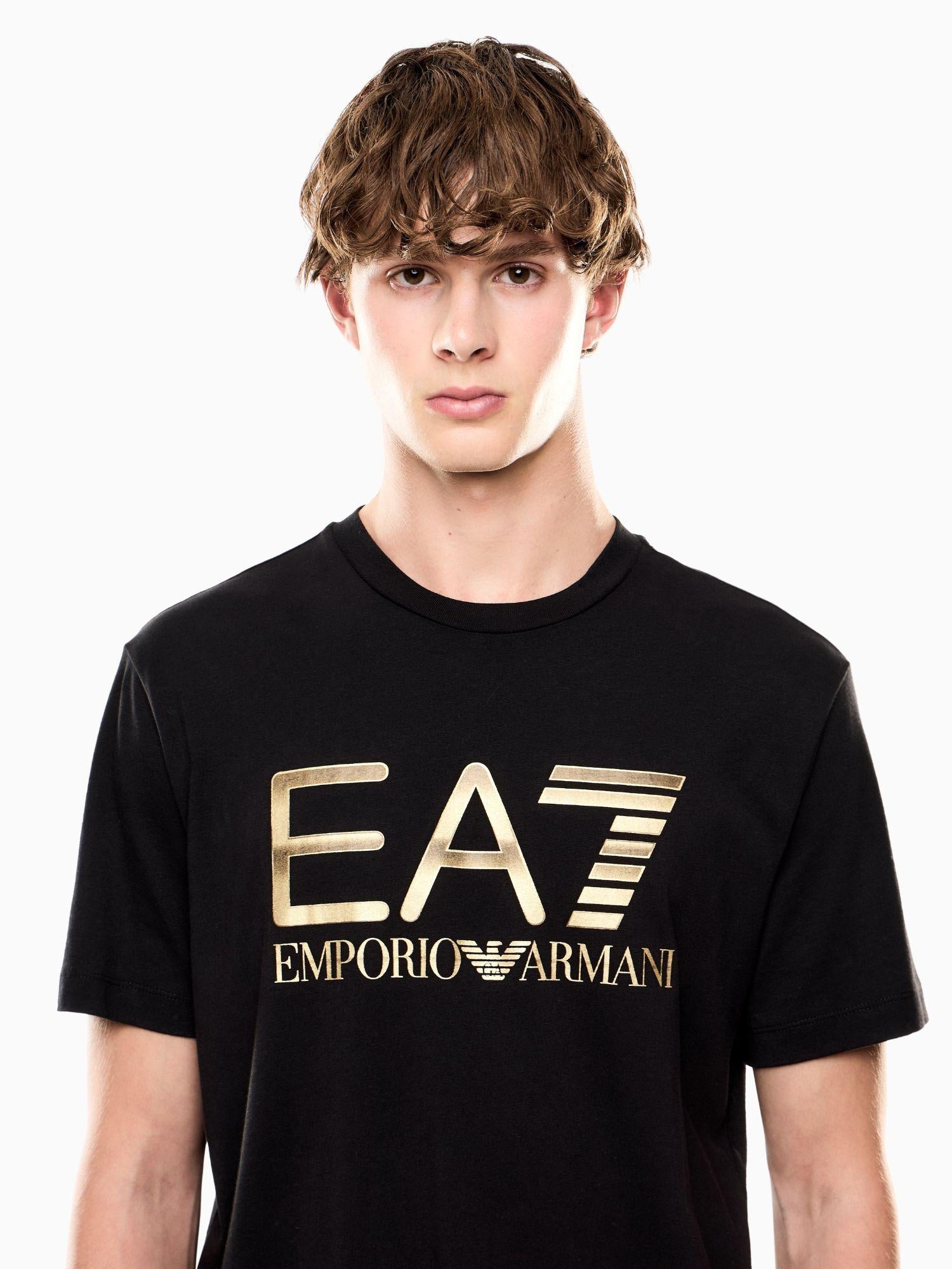 EA7 Emporio Armani T-shirt Logo Series in cotone con maxi logo Uomo Nero 7M001189 AF17789 UC001 EA7 EMPORIO ARMANI 