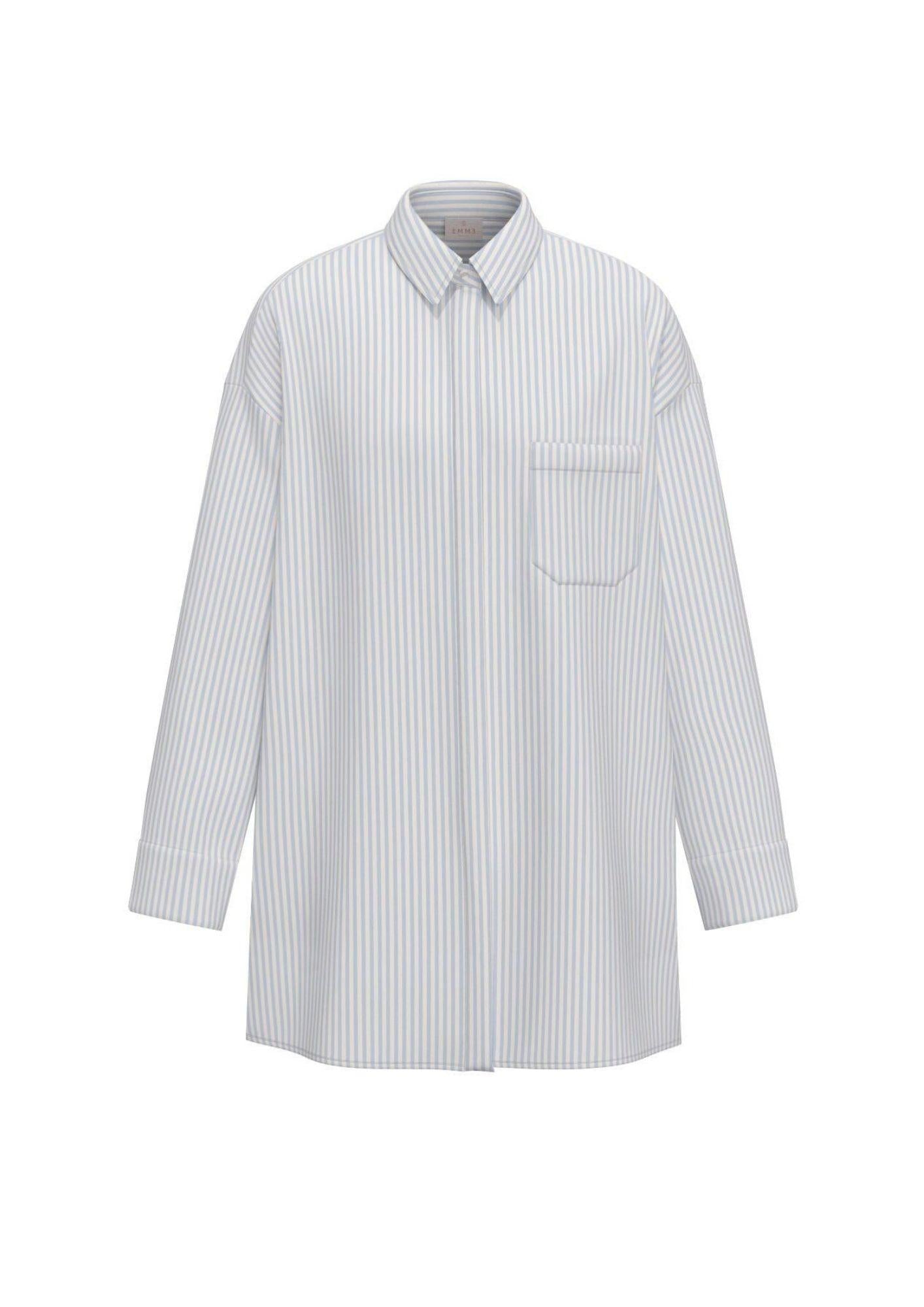 Emme Marella Camicia Donna Emmpappa Bianca Righe Azuurre 2615191011200 007 EMME MARELLA 