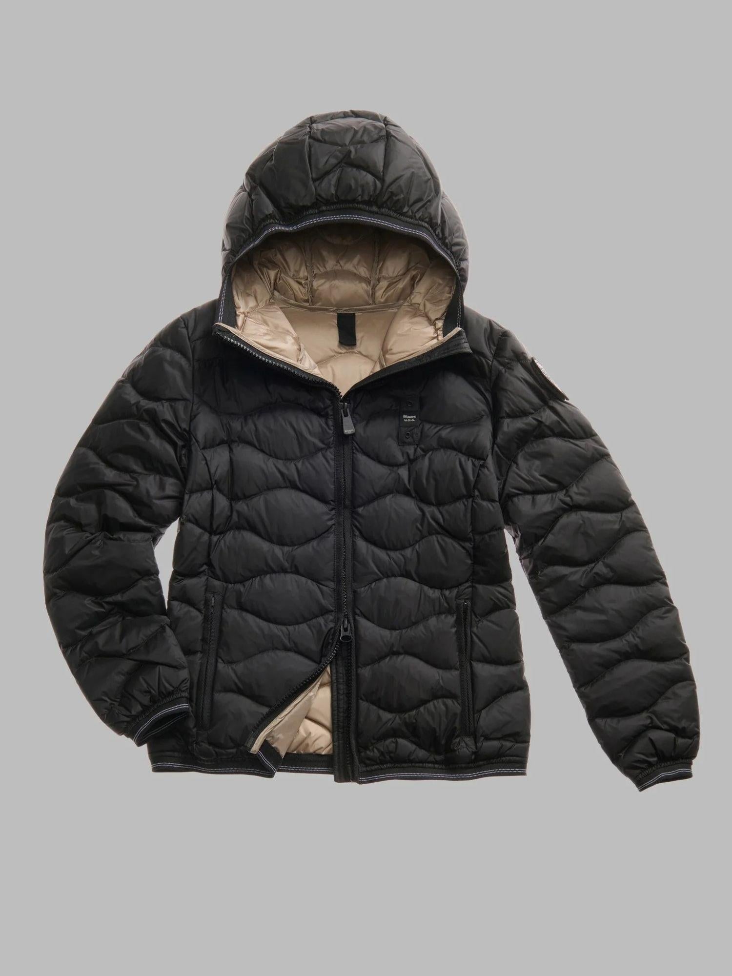 Blauer Piumino ad onde Camelia Donna Nero interno beige BLDC03095 6047 999 BLAUER 