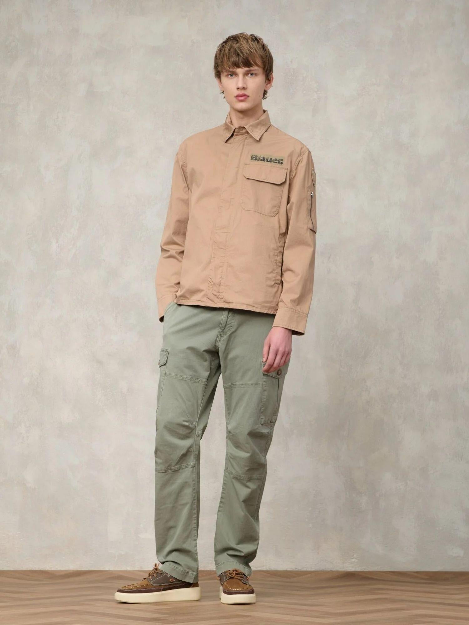 Blauer Camicia Uomo Beige Multitasche Lambert BLUS04360 7499 327 BLAUER 