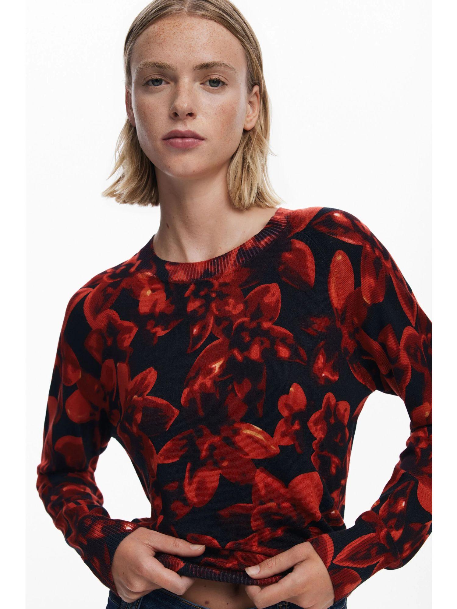 Desigual Maglione leggero a fiori Donna Nero 25WWJF16 2000 DESIGUAL 