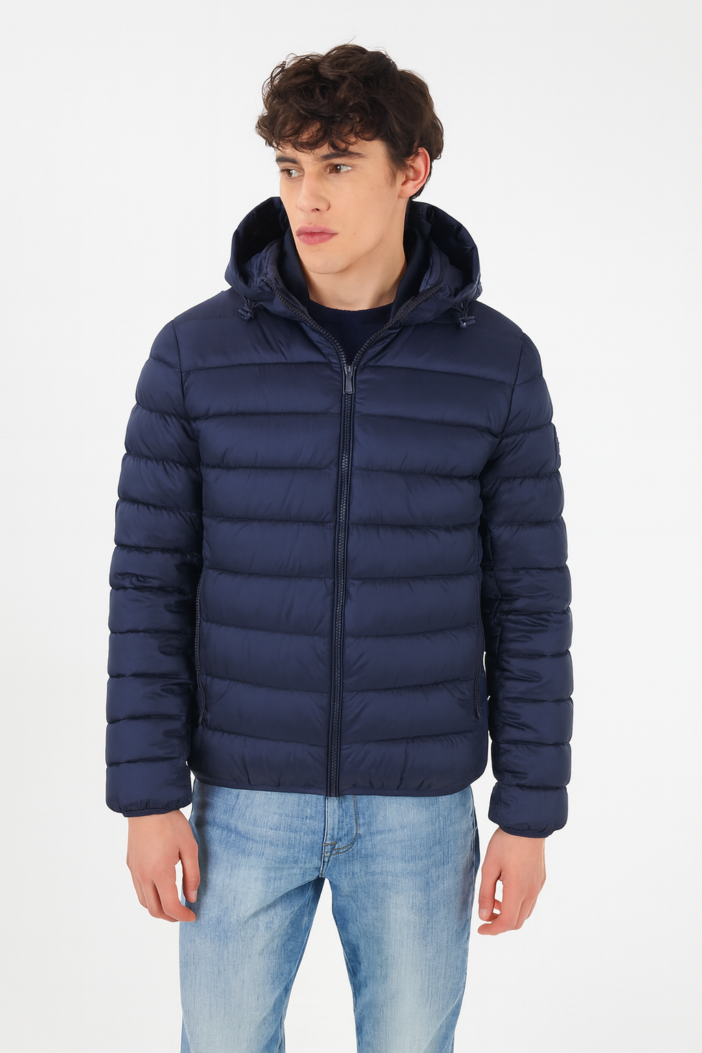 Giubbino Uomo Trapuntato Con Cappuccio Blu J876 QG00 0713 YES ZEE 