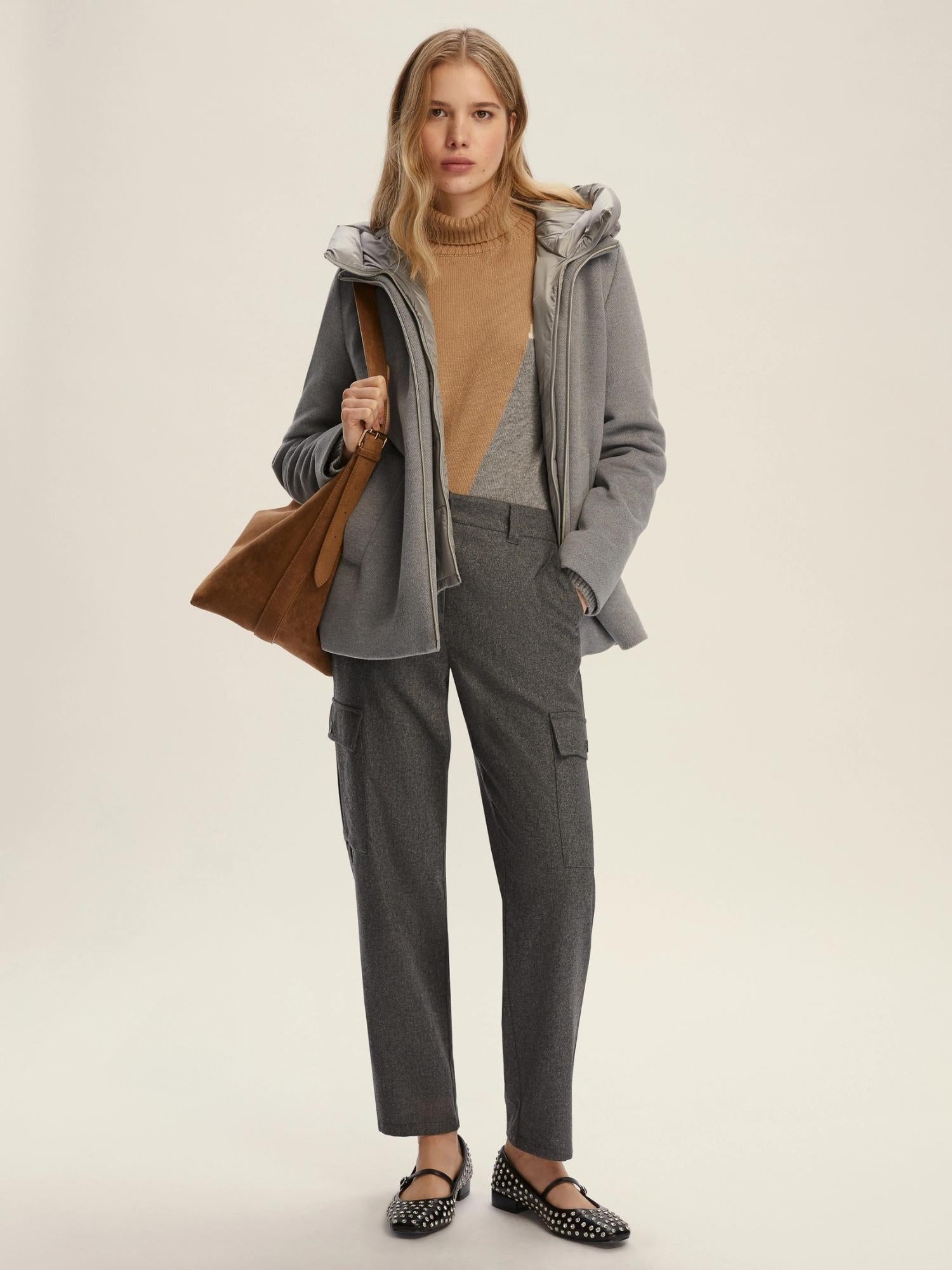 Emme Marella Giaccone Imbottito in Panno Soft Donna Sorriso Grigio Chiaro 2525486182200 010 EMME MARELLA 