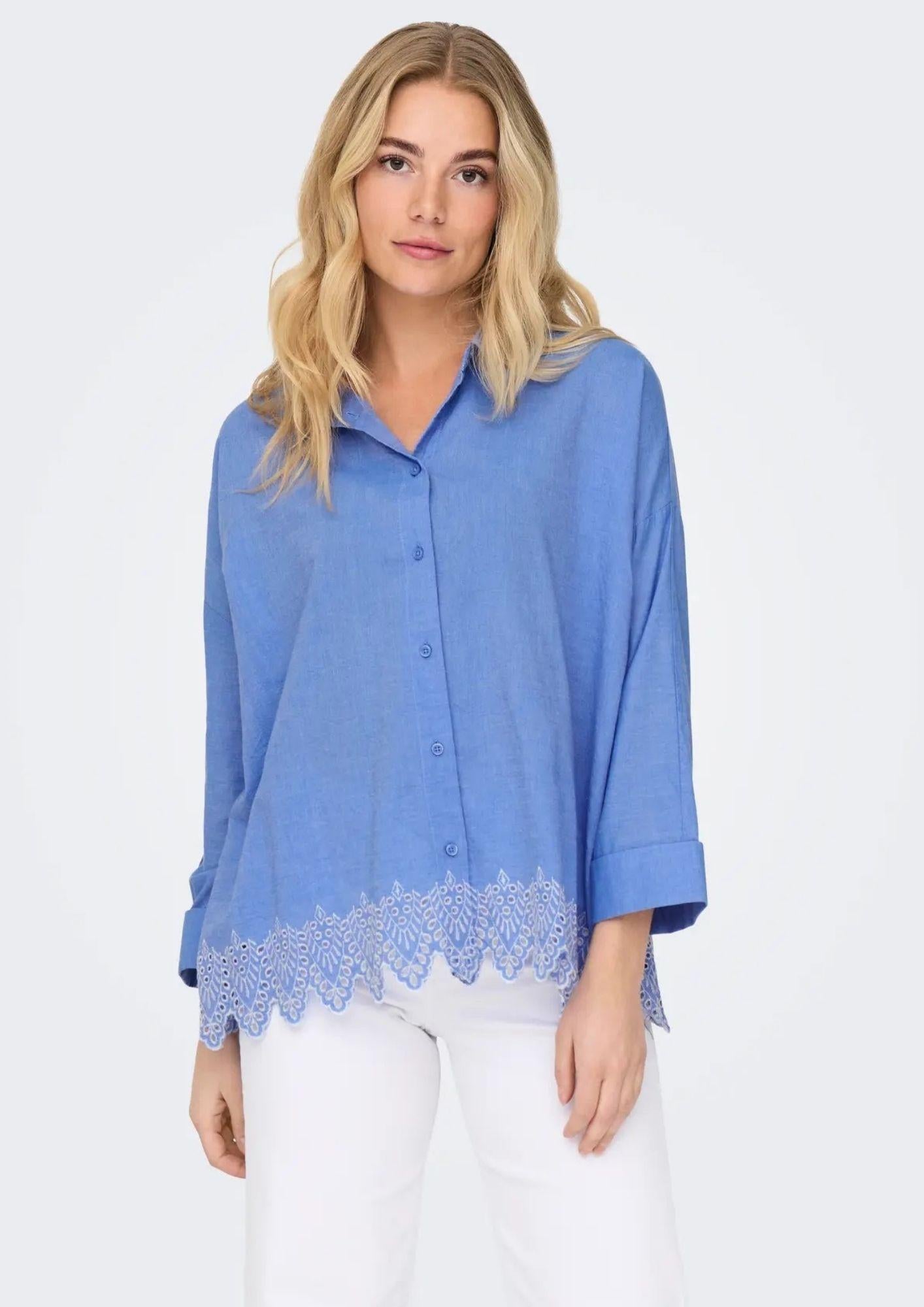 Only Camicia Donna Graces Blu 15343165 Blue Bonnet ONLY 