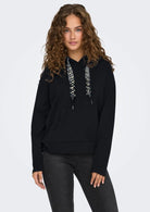 Felpa Donna Only Onlfancy Nero 15303838 Black Pearl strings ONLY 